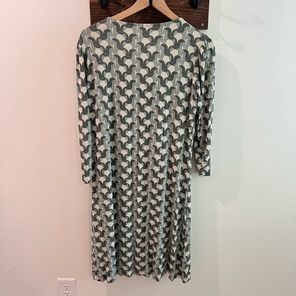 Kate Quinn Sage Green Trojan Horse Print Bamboo Button Front Dress Medium - Picture 5 of 5